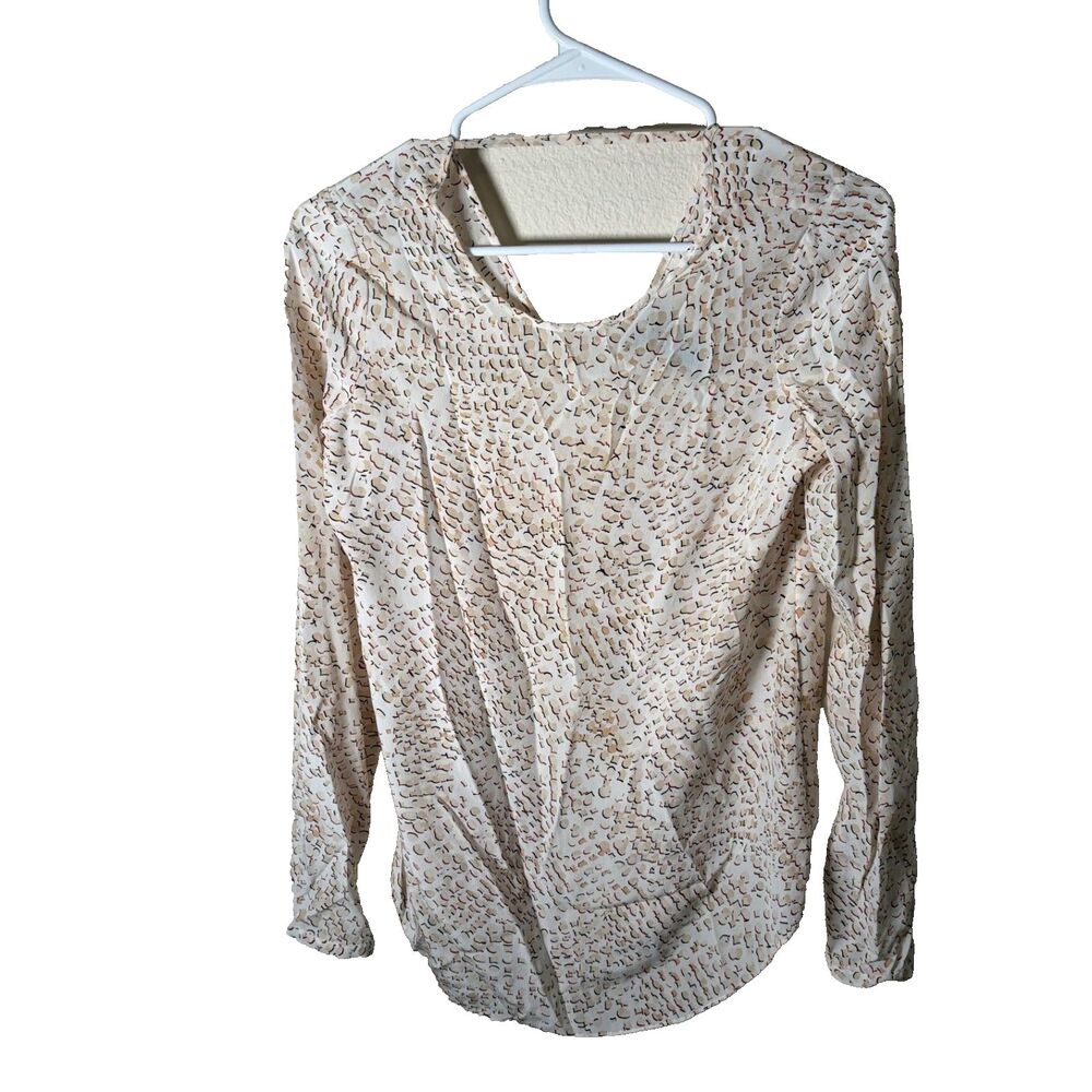 White House Black Market Blouse Women's 0 Silk Long Sleeve Top Open Back